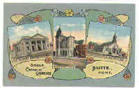 Postcard showing churches in Butte, MT.Miners of Mourne, Mourne Mountains, Co. Down, Northern Ireland, mining in Butte, Montana.
